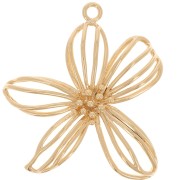 Pendentif fleur évidée 26x28 mm Doré à l'or fin x1|raw }}