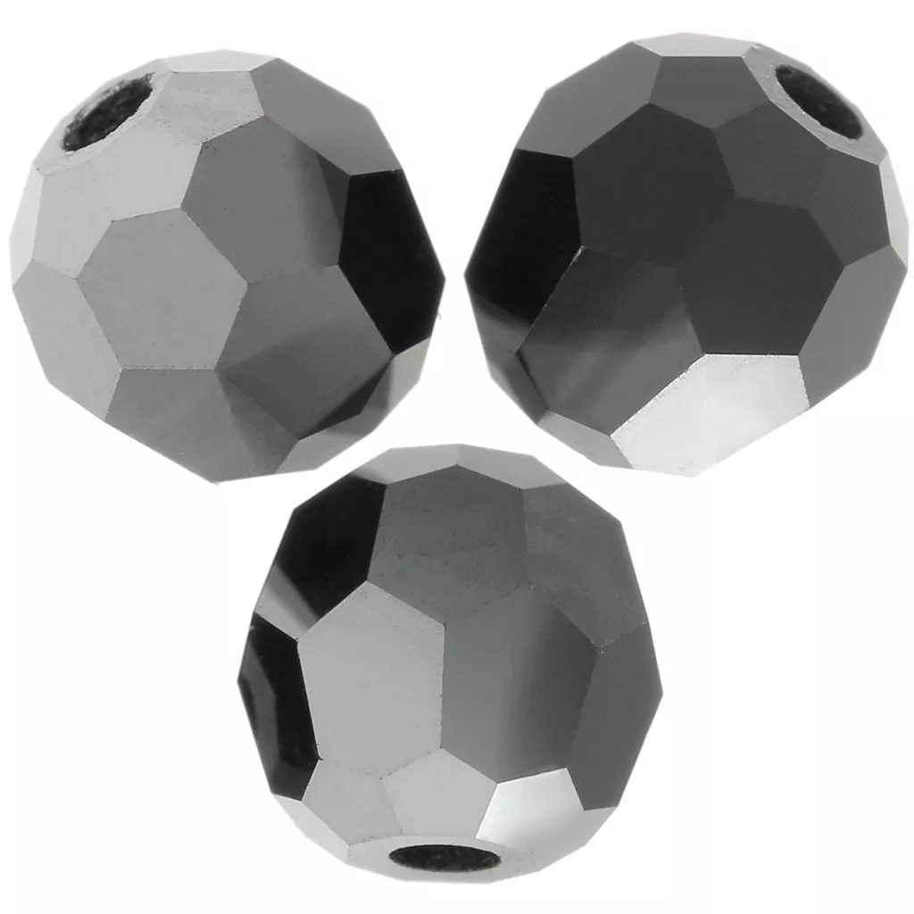 10 Perles Facettées Bohême 10 Mm - Jet Hematite, Pour Création Bijoux Fantaisie
