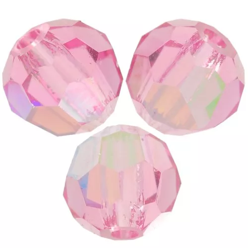 Perles rondes facettées Preciosa - Round Bead 4 mm - Rose AB x20
