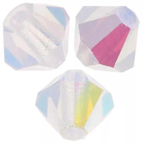 Perles toupies Preciosa - Rondelle Bead 4 mm - White Opal Glitter x30