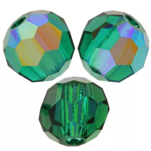 Perles rondes facettées Preciosa - Round Bead 4 mm - Emerald AB x20