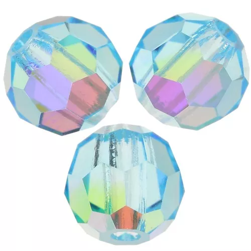 Perles rondes facettées Preciosa - Round Bead 4 mm - Aqua Bohemica AB x20