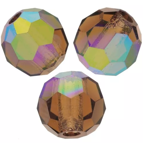 Perles rondes facettées Preciosa - Round Bead 4 mm - Smoked Topaz AB x20