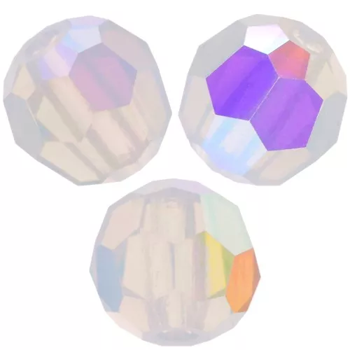 Perles rondes facettées Preciosa - Round Bead 4 mm - White Opal AB x20