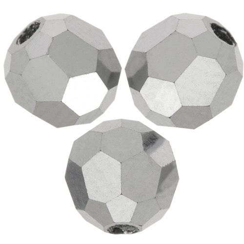 Perles rondes facettées Preciosa - Round Bead 4 mm - Jet Light Hematite Full x20