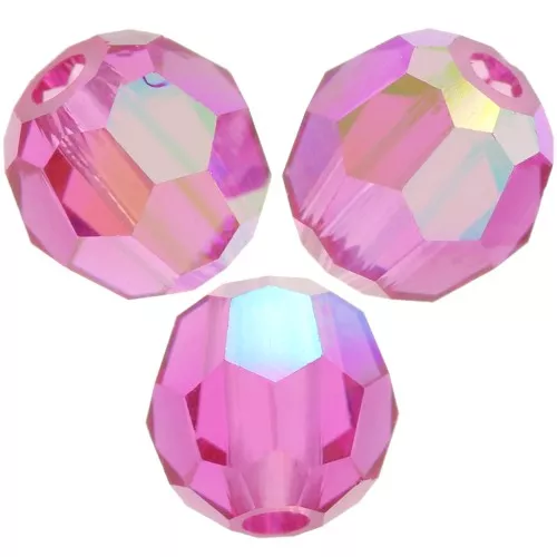 20 Perles Facettes De Bohême 8 Mm Fuchsia AB - Site Français, Fabrication Preciosa, Neuf