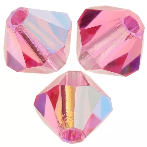 Perles toupies Preciosa - Rondelle Bead 4 mm - Rose Glitter x30