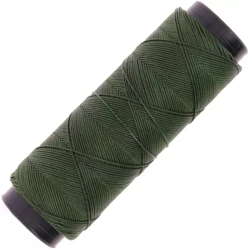 Fil plat en polyester ciré Slam Cord pour micro macramé 0.6 mm - Kaki x100m