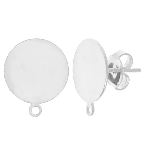 Clous d'oreilles disque 12 mm - Placage argent fin x2