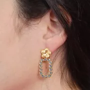 Clous d'oreilles fleur 13 mm avec anneau ouvert - Doré à l'or fin x2