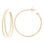 Créoles double anneaux 38 mm - Doré à l'or fin x2