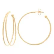 Créoles double anneaux 38 mm - Doré à l'or fin x2