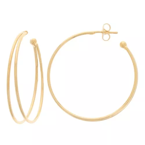 Créoles double anneaux 38 mm - Doré à l'or fin x2