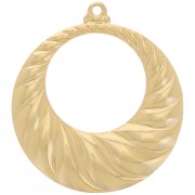 Pendentif rond évidé bombé 34 mm effet tressé - Doré à l'or fin x1|raw }}