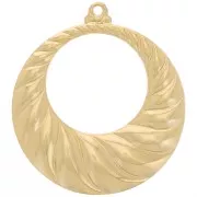 Pendentif rond évidé bombé 34 mm effet tressé - Doré à l'or fin x1