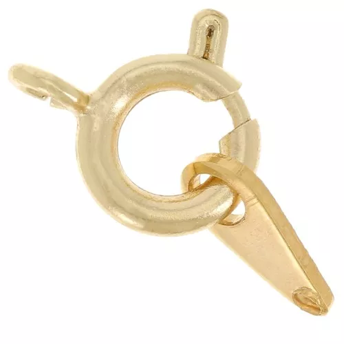 Fermoir à ressort avec attache tag 7 mm - Doré à l'or fin x1