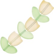 Set de 6 Perles Tulipe en verre - 14 mm - Fleur Jaune - Vert|raw }}