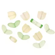 Set de 6 Perles Tulipe en verre - 14 mm - Fleur Jaune - Vert