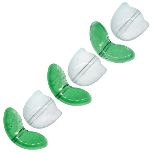 Set de 6 Perles Tulipe en verre - 14 mm - Fleur Bleue - Vert