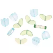 Set de 6 Perles Tulipe en verre - 14 mm - Fleur Bleue - Vert