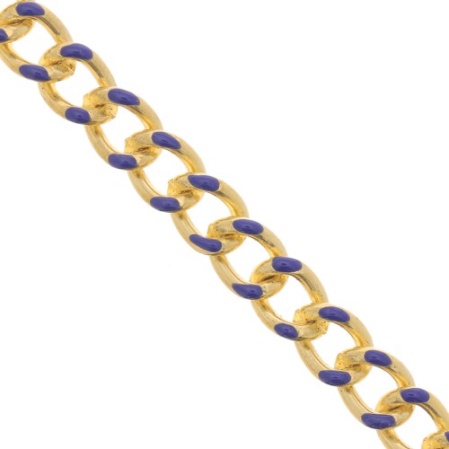 Chaîne maille gourmette résine époxy 10 mm Cobalt doré x1m
