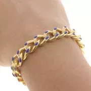 Chaîne maille gourmette résine époxy 10 mm Cobalt doré x1m