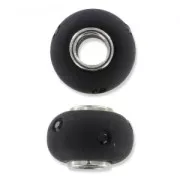 Perle strass Polaris à gros trou 14 mm Jet  x1