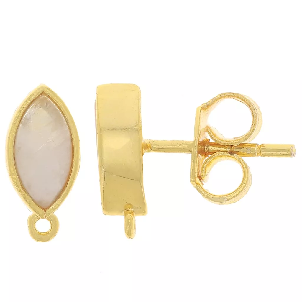 Boucles D'oreilles Clous (Piercing) En Acier Inox Avec Pierre Cornaline - Neuf Avec étiquettes