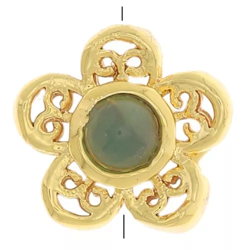 Perle fleur filigranée 8 mm avec pierre gemme - Doré - Aventurine x1