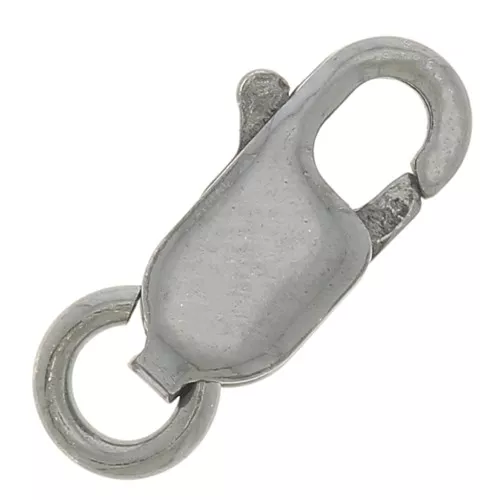 Fermoir mousqueton allongé 10 mm - Argent 925 Rhodié Noir x1