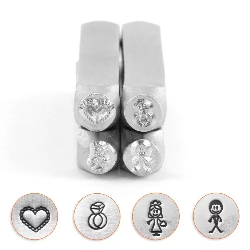 Set de 4 Poinçons à frapper ImpressArt - 7 et 6 mm - Mariage x1