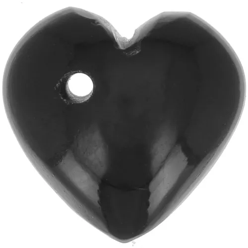 Sequin coeur 10 mm en pierre gemme teintée - Onyx noir x1