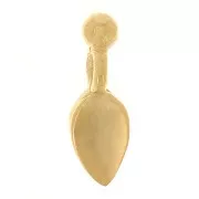 Mini breloques pétale avec une petite boule 9x3 mm - Doré à l'or fin x4