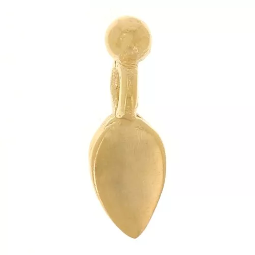 Mini breloques pétale avec une petite boule 9x3 mm - Doré à l'or fin x4
