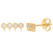 Clous d'oreilles 4 rangs 4x11.5 mm oxydes zirconium - Doré à l'or fin - Crystal x2