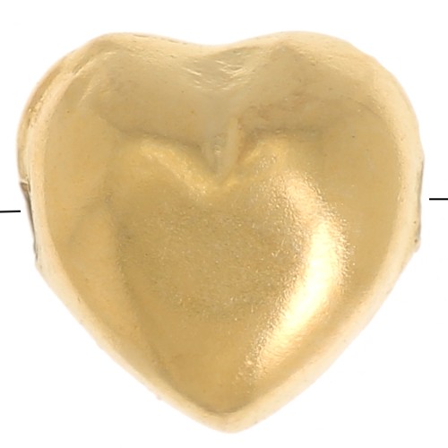 Perle coeur bombée 6 mm - Argent 925 Doré à l'Or fin x1