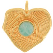 Pendentif coeur irrégulier travaillé 22x20 mm pour cabochon 6 mm - Doré x1