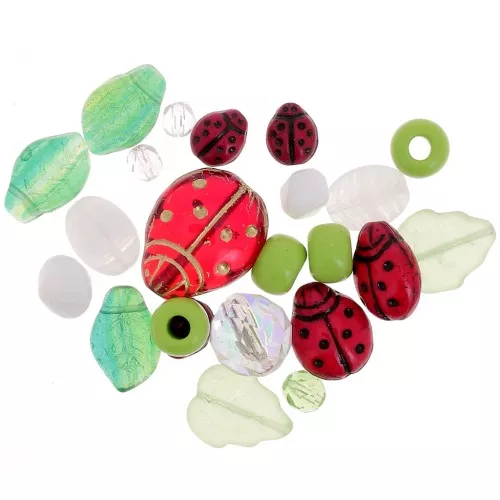 Assortiment de perles de bohème - Coccinelle x50g