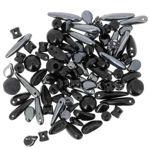 Assortiment de perles de bohème - Black x20g