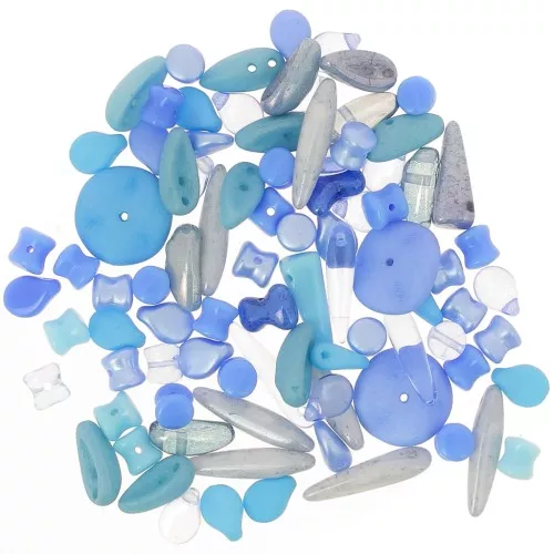 Assortiment de perles de bohème - Blue x20g