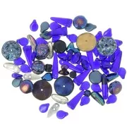 Assortiment de perles de bohème - Metallic Dark Blue x20g