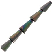 Perles cône en verre facetté - 8x4 mm - Opaque Jet AB x25