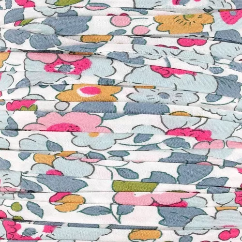 Cordon en tissu Liberty - Betsy - Bleu Ciel/Rose x1m