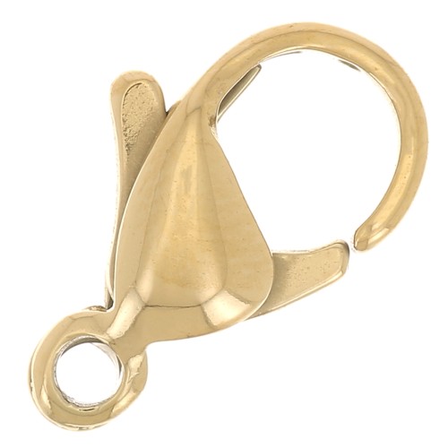 Fermoir mousqueton 12 mm - Fabrication Européenne - Acier inoxydable 316L Doré x1