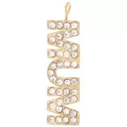 Pendentif Mum avec oxydes zirconium 26x7 mm - Acier inoxydable 316L Doré x1