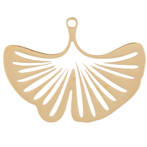Pendentif feuille de Ginkgo 23x31 mm - Acier inoxydable 316L Doré x1