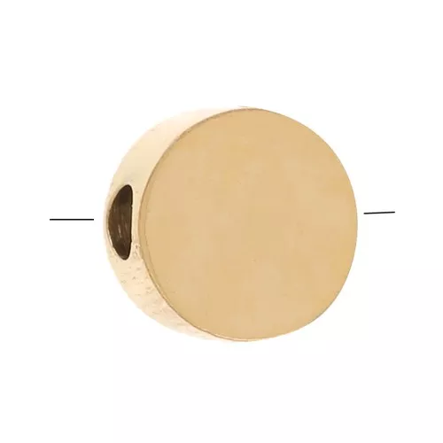 Perle plate ronde 5 mm - Acier inoxydable 316L Doré x1