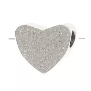 Perle plate coeur 5 mm effet diamantée - Acier inoxydable 316L x1