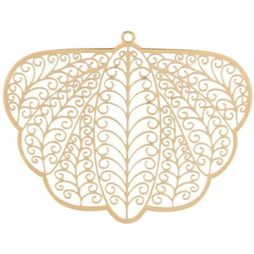Pendentifs papillon effet filigrané 32x41 mm - Acier inoxydable 316L Doré x2