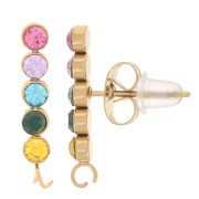 Clous d'oreilles barre et oxydes de zirconium 17.5x3 mm - Acier inox 304L Doré x2|raw }}